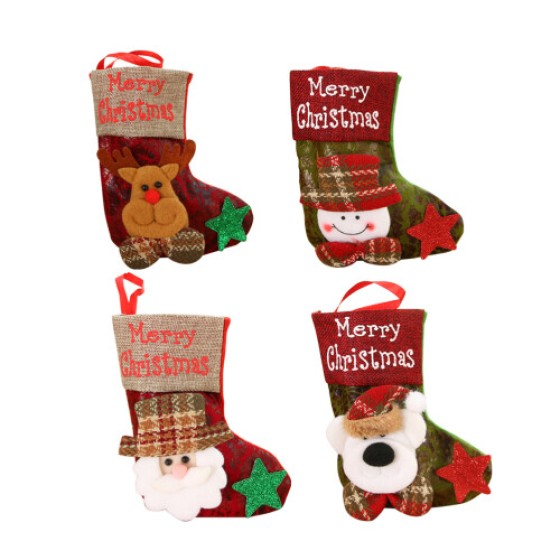 4 Pieces Christmas Stocking Bag-Shaped Faux Leather